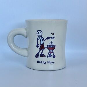 Life is Good Happy Hour Barbeque Mug, Cream/Tan Base Colour, Chunky
